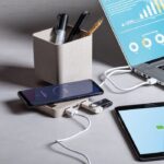 Wheat straw wireless charger 5W, USB hub 2.0, pen holder, phone stand - Image 2