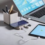 Wheat straw wireless charger 5W, USB hub 2.0, pen holder, phone stand - Image 4