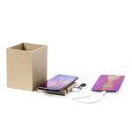 Foldable recycled cardboard wireless charger 5W, USB hub 2.0, pen holder, phone stand - Image 4