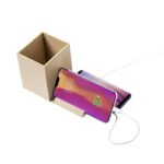 Foldable recycled cardboard wireless charger 5W, USB hub 2.0, pen holder, phone stand - Image 5
