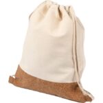 Cotton drawstring bag with cork element - Image 3