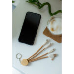 Cork charging cable B'RIGHT, bamboo element, keyring | Antez - Image 2
