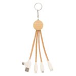Cork charging cable B'RIGHT, bamboo element, keyring | Antez - Image 3