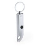 Recycled aluminium keyring, bottle opener, LED light