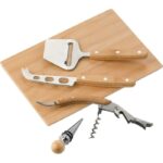 Bamboo cheese and wine set, 4 pcs