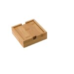 Bamboo cup coaster set, 4 pcs - Image 3