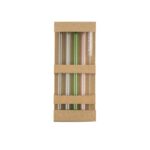 Glass reusable drinking straw set B'RIGHT, 4 pcs, cleaning brush with plate for personalization included | Lea - Image 4