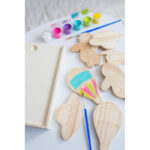 Wooden blocks set for painting, paints and 2 brushes | Priya - Image 2