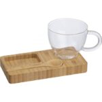 Tray with spoon and glass cup 150 ml ROSA