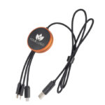 Cable with 4in1 wireless charger with illuminated logo in wooden casing - i5w