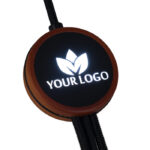 3in1 charging cable with illuminated logo in wooden casing - LH-ZM04 - Image 4