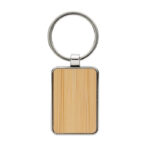 RCS recycled zinc alloy rectangle keychain with bamboo - Image 2
