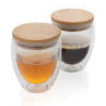 Double wall borosilicate glass with bamboo lid 250ml 2pc set - Image 5
