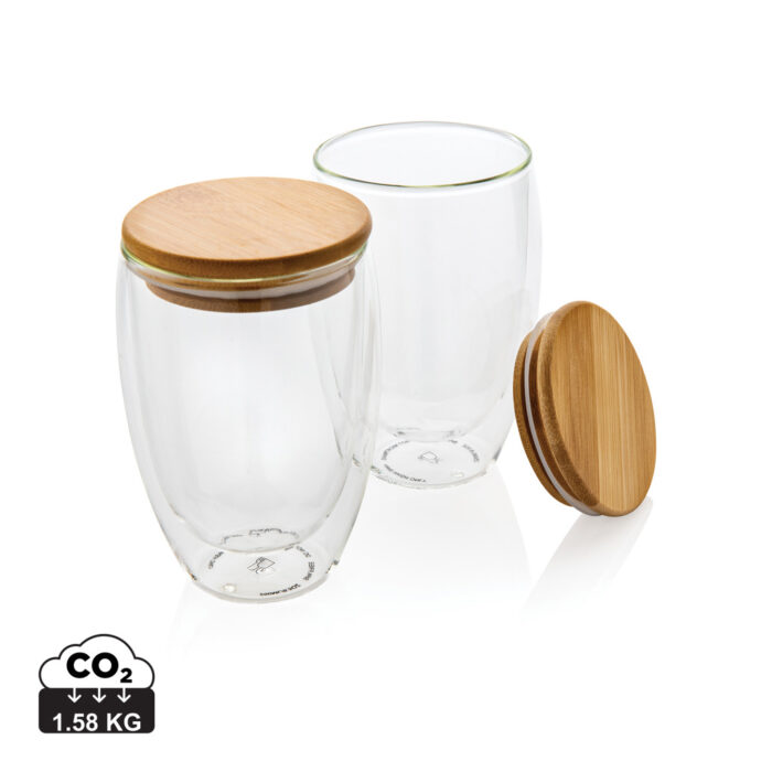 xdconnects-P432.27-0-P432.270__S_0__d7c3f838606e4e7b93ace7cc7d3a38fa.jpg Double wall borosilicate glass with bamboo lid 350ml 2pc set - Image 1