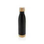 Vacuum stainless steel bottle with bamboo lid and bottom - Image 2